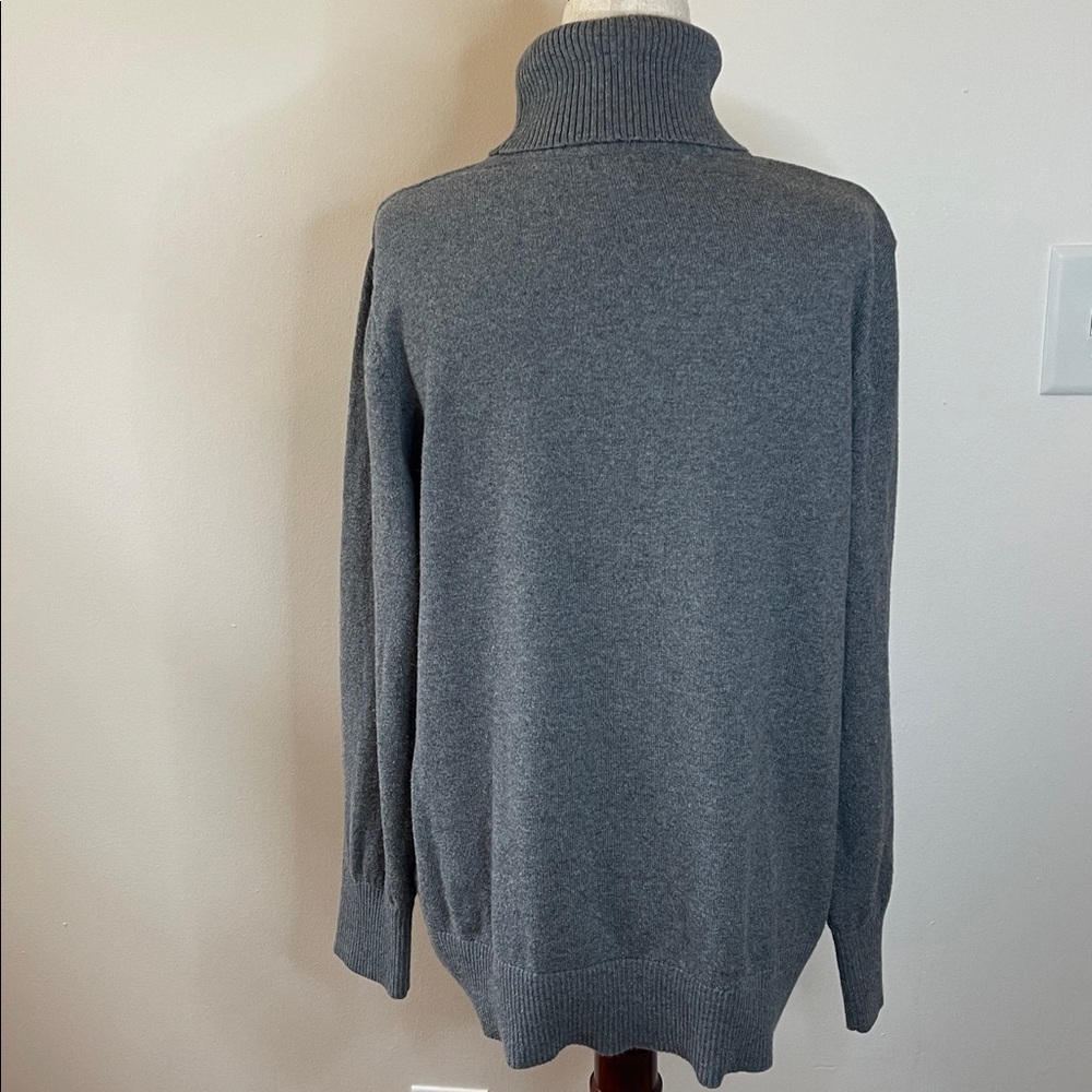 LL Bean Signature Gray Cotton Cashmere Turtleneck Sweater XL Petite | Normcore - Picture 3 of 5